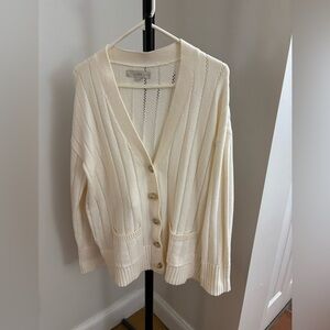 LOFT Women's Ivory Cardigan Sweater